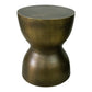 17 Inch Round End Accent Table Cast Aluminum Hourglass Shape Antique Brass Black By The Urban Port UPT-276803