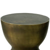 17 Inch Round End Accent Table Cast Aluminum Hourglass Shape Antique Brass Black By The Urban Port UPT-276803