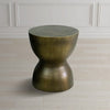 17 Inch Round End Accent Table Cast Aluminum Hourglass Shape Antique Brass Black By The Urban Port UPT-276803