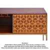 Kalyn 48 Inch Acacia Wood Bar Cabinet 1 Door Metal Frame Geometric Screen Print Brown Brass By The Urban Port UPT-276809