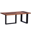 Fiona 45 Inch Farmhouse Coffee Table Acacia Wood Rectangular Metal Frame Natural Brown Black By The Urban Port UPT-276814