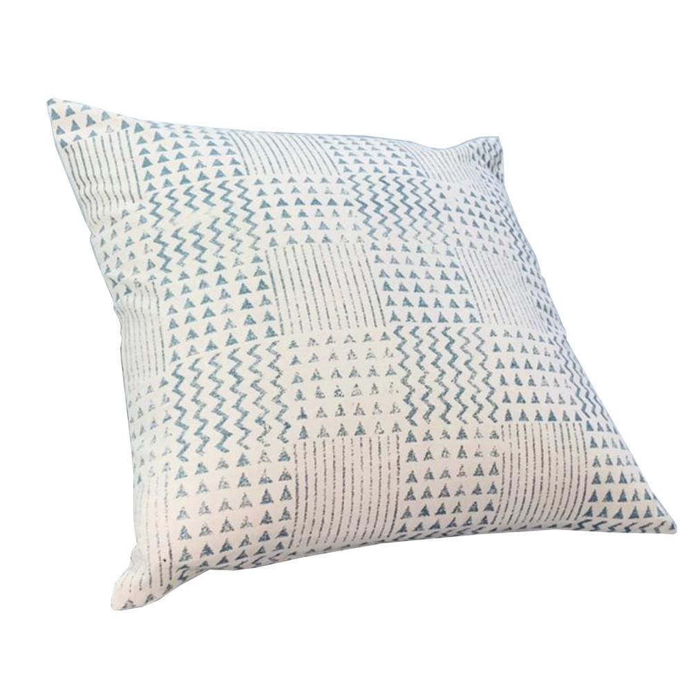 18 x 18 Handcrafted Square Cotton Accent Throw Pillow Aztec Minimalistic Print Blue White By The Urban Port UPT-280400