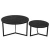 28 20 Inch Round Nesting Coffee Table Set Of 2 Handcrafted Mango Wood Charcoal Gray Top Black Iron Base By The Urban Port UPT-282966