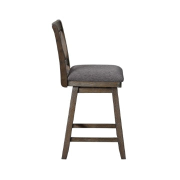 Jasmine 24 Handcrafted Rustic 360 Degree Swivel Counter Stool Chair Distressed Walnut Brown Gray Seat Cushion By The Urban Port UPT-295407