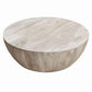 Distressed Mango Wood Coffee Table in Round Shape Washed Light Brown By the Urban Port UPT-32181