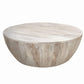 Distressed Mango Wood Coffee Table in Round Shape Washed Light Brown By the Urban Port UPT-32181