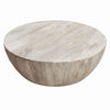 Distressed Mango Wood Coffee Table in Round Shape Washed Light Brown By the Urban Port UPT-32181