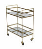 Modern Style Tubular Iron Bar Cart with 2 Mirrored Shelves Gold By The Urban Port UPT-71700