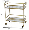 Modern Style Tubular Iron Bar Cart with 2 Mirrored Shelves Gold By The Urban Port UPT-71700