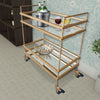 Modern Style Tubular Iron Bar Cart with 2 Mirrored Shelves Gold By The Urban Port UPT-71700