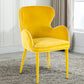 Fabric Upholstered Wing Back Design Dining Chair with High Curvy Arms, Yellow