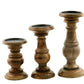 Benzara Natural Wooden Finish Pillar Shaped Candleholder Set of 3 Brown 51536