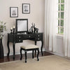 Cherub Vanity Set Featuring Stool And Mirror Black By Poundex