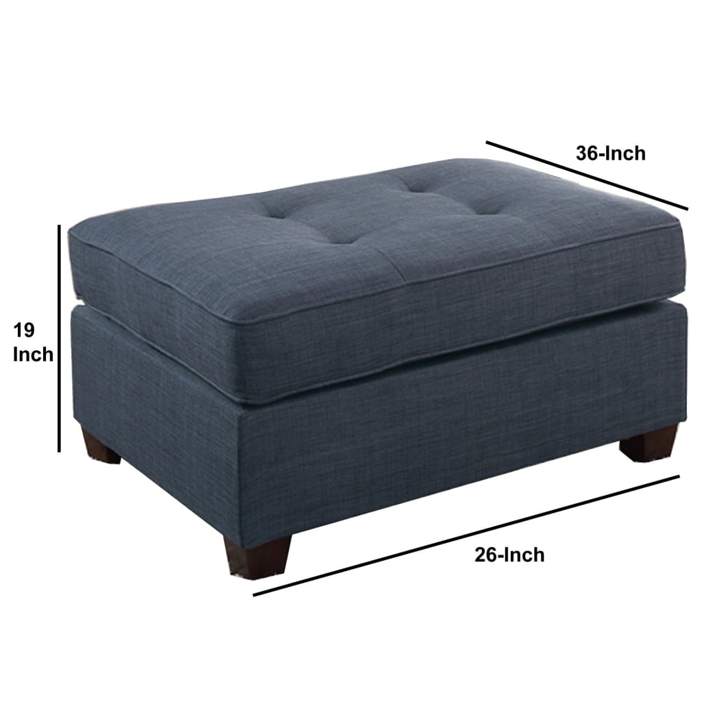 Cocktail Ottoman In Blue Dorris Fabric PDX-F6993