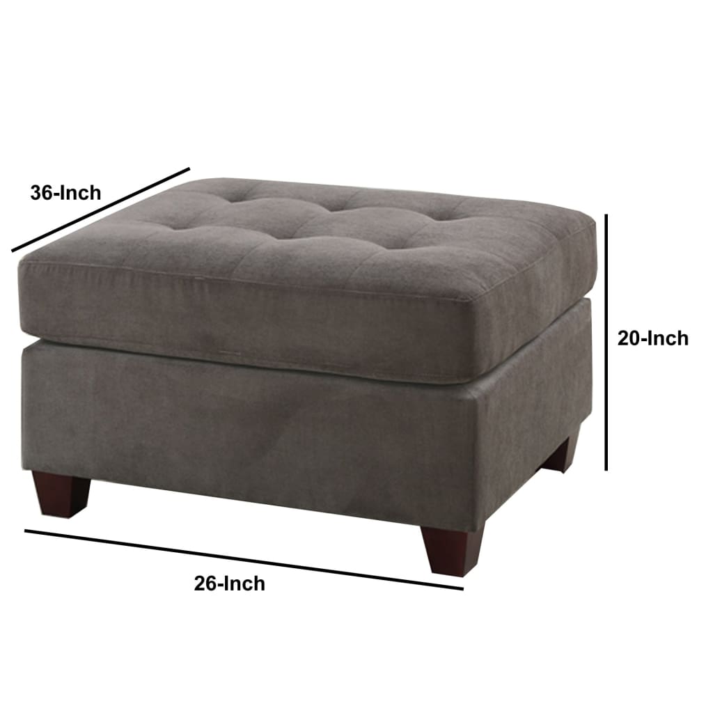 Cocktail Ottoman In Charcoal Gray Waffle Suede Fabric PDX-F7119