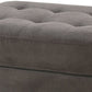 Cocktail Ottoman In Charcoal Gray Waffle Suede Fabric PDX-F7119