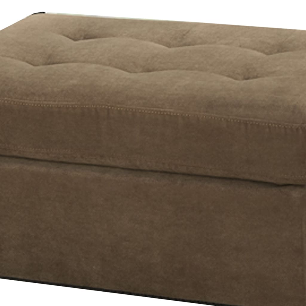 Cocktail Ottoman In Light Brown Waffle Suede Fabric PDX-F7120