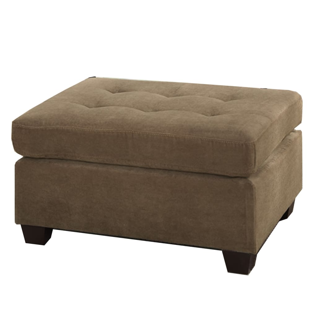 Cocktail Ottoman In Light Brown Waffle Suede Fabric