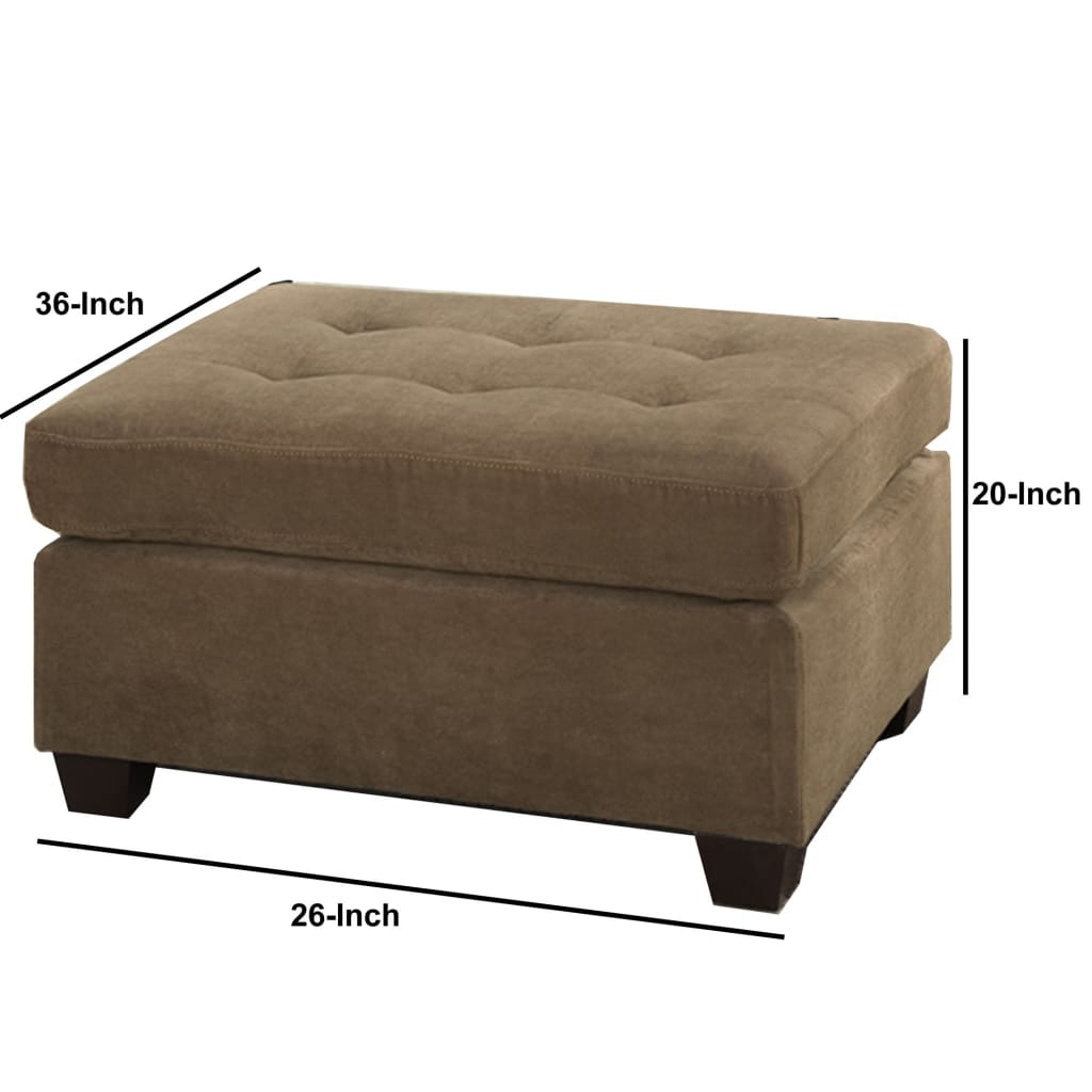 Cocktail Ottoman In Light Brown Waffle Suede Fabric PDX-F7120