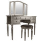 Commodious Vanity Set Featuring Stool And Mirror Silver By Poundex PDX-F4079