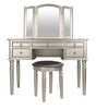 Commodious Vanity Set Featuring Stool And Mirror Silver By Poundex PDX-F4079