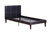 Enticing Twin Bed,Faux Leather With 12 Slats , Espresso,Brown