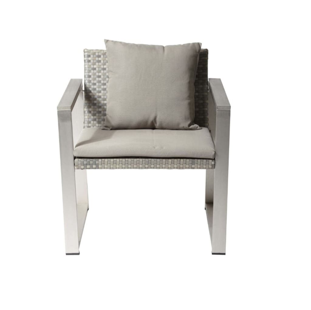 Exquisitly Aluminum Upholstered Cushioned Chair with Rattan, Gray/Taupe