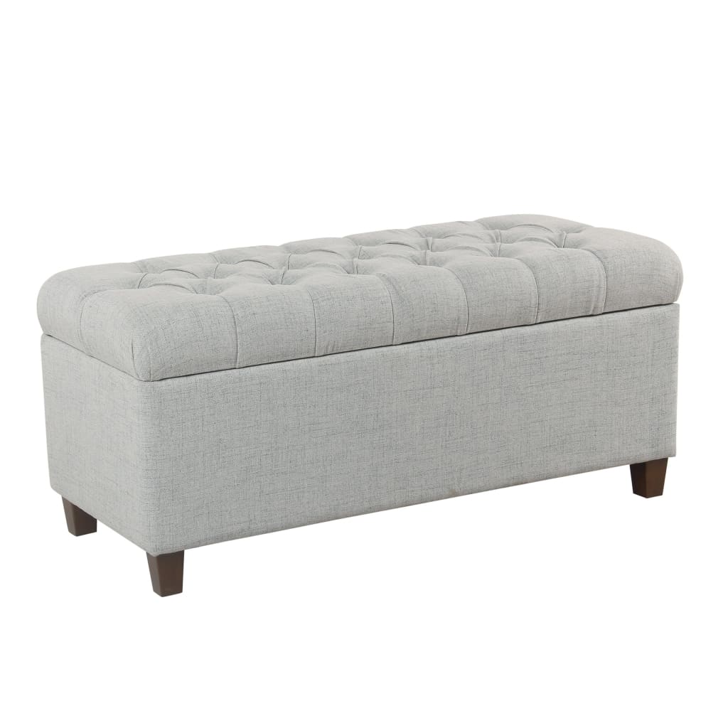 Fabric Upholstered Button Tufted Wooden Bench With Hinged Storage, Light Gray and Brown - K6138-F2206 By Casagear Home