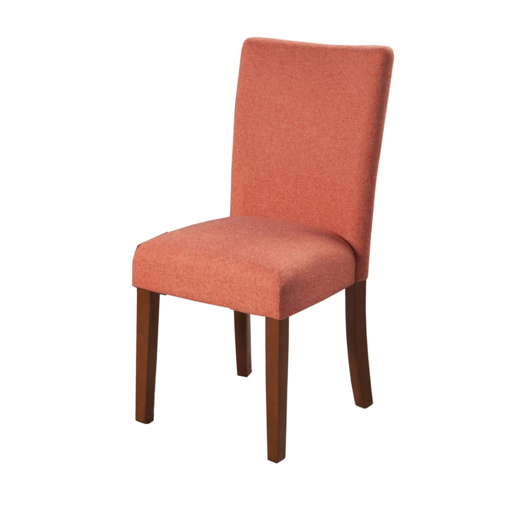 Fabric Upholstered Parson Dining Chair with Wooden Legs Orange and Brown Set of Two - K6805-F1569 KFN-K6805-F1569