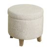 Fabric Upholstered Round Wooden Ottoman with Lift Off Lid Storage, Gray and Brown - K7490-A810 By Casagear Home