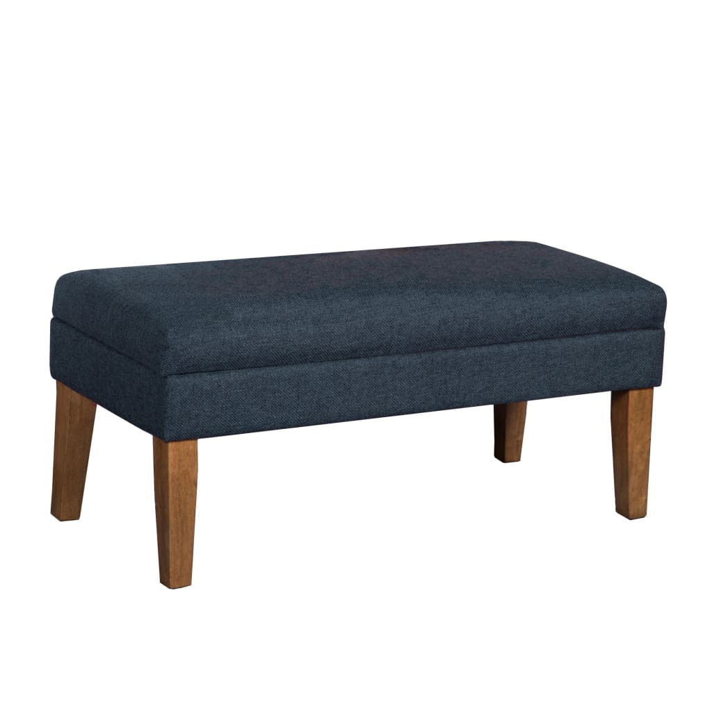 Fabric Upholstered Wooden Bench with Lift Top Storage, Navy Blue - N6302-F1570 By Casagear Home