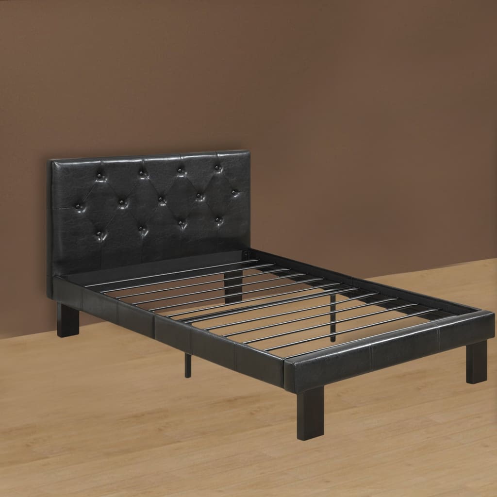 Faux Leather Upholstered Full size Bed With tufted Headboard Black