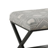 Geometric Pattern Fabric Upholstered Ottoman with X Shape Metal Legs Gray and Cream - K7401-F2348 KFN-K7401-F2348