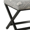 Geometric Pattern Fabric Upholstered Ottoman with X Shape Metal Legs Gray and Cream - K7401-F2348 KFN-K7401-F2348