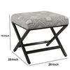 Geometric Pattern Fabric Upholstered Ottoman with X Shape Metal Legs Gray and Cream - K7401-F2348 KFN-K7401-F2348