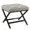 Geometric Pattern Fabric Upholstered Ottoman with X Shape Metal Legs, Gray and Cream - K7401-F2348 By Casagear Home