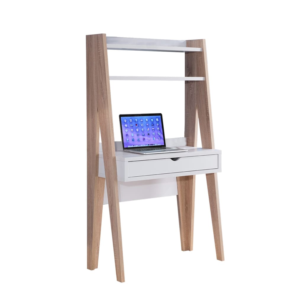 Huge Adorning Computer Desk With Drawer Light Brown and White IDF-151288