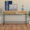 Mango Wood and Metal Console Table With Two Drawers, Brown By The Urban Port