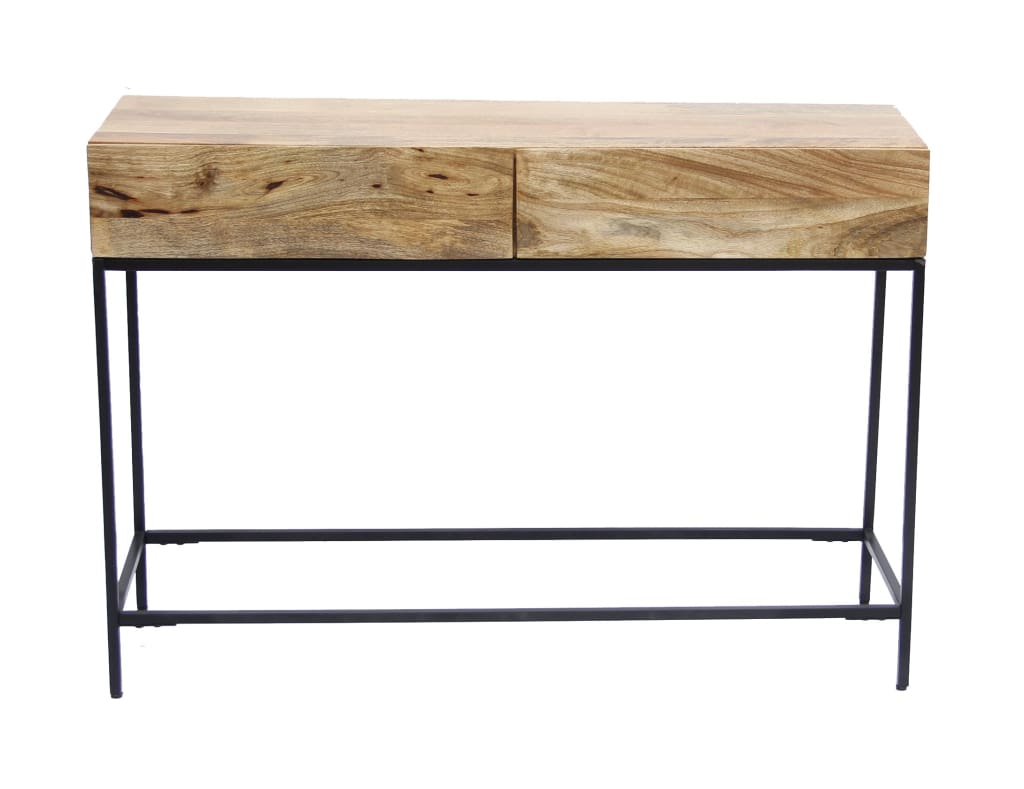 Mango Wood and Metal Console Table With Two Drawers Brown By The Urban Port UPT-39270