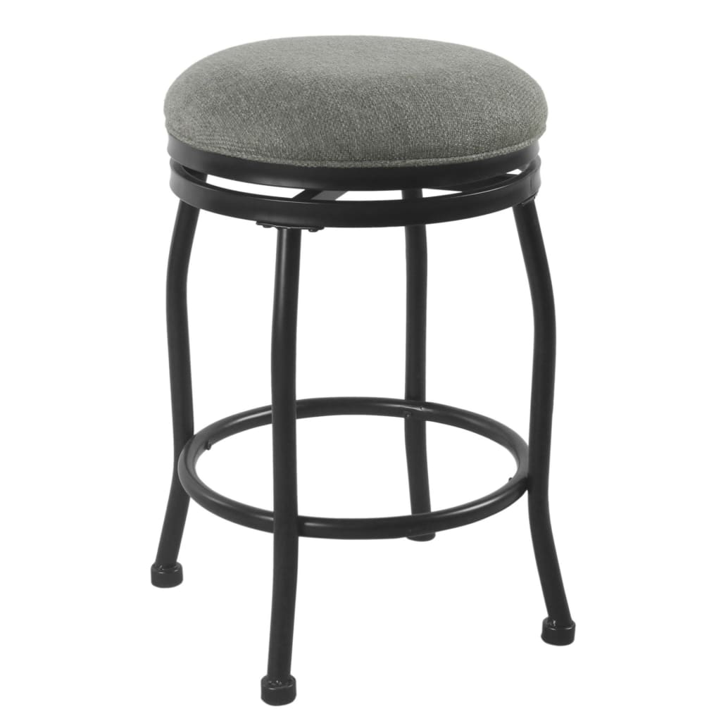 Metal Counter Stool with Swivelling Fabric Padded Seat, Gray and Black - K7854-24-F2111 By Casagear Home