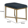 Metal Framed Bench with Button Tufted Velvet Upholstered Seat Dark Blue and Gold - K6958-B123 KFN-K6958-B123