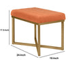 Metal Framed Bench with Button Tufted Velvet Upholstered Seat Orange and Gold - K6958-B200 KFN-K6958-B200