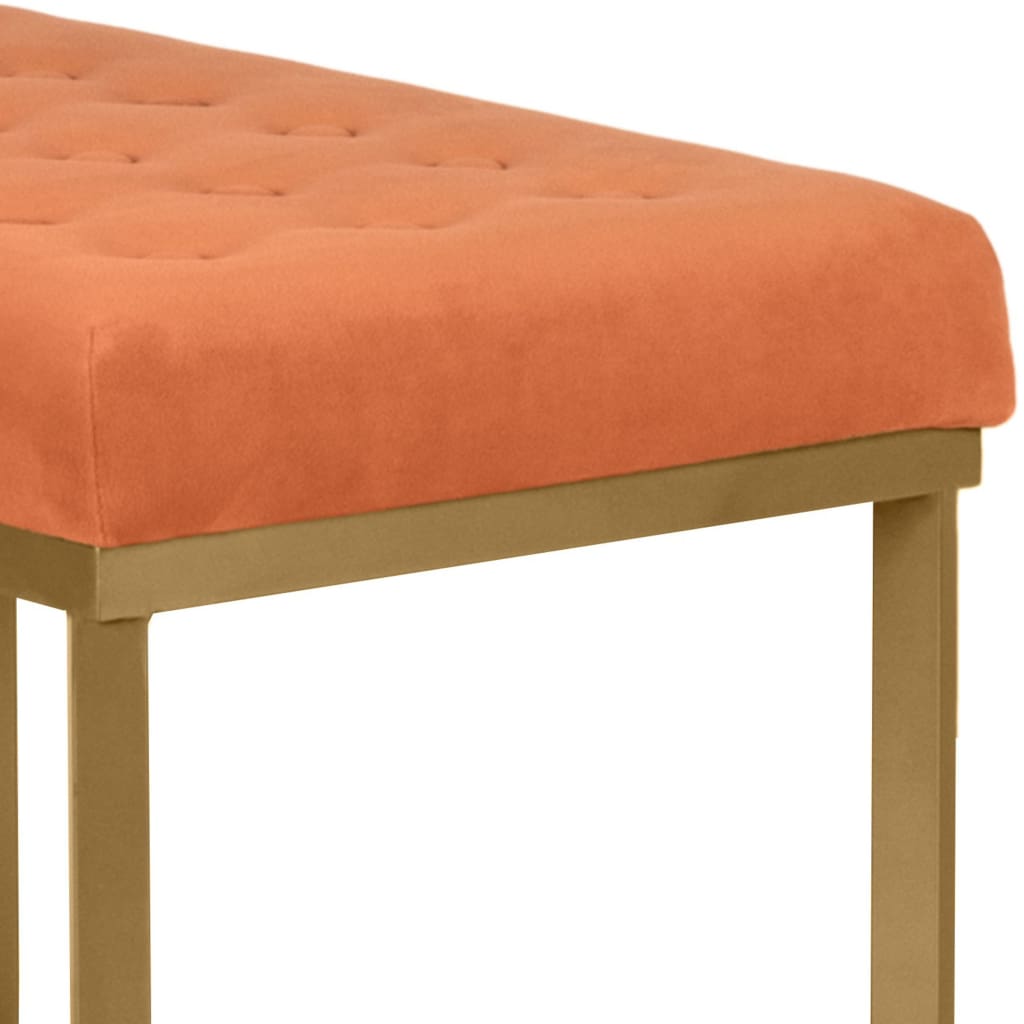 Metal Framed Bench with Button Tufted Velvet Upholstered Seat Orange and Gold - K6958-B200 KFN-K6958-B200