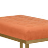 Metal Framed Bench with Button Tufted Velvet Upholstered Seat Orange and Gold - K6958-B200 KFN-K6958-B200