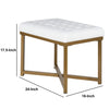 Metal Framed Bench with Button Tufted Velvet Upholstered Seat White and Gold - K6958-B118 KFN-K6958-B118