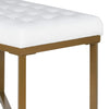 Metal Framed Bench with Button Tufted Velvet Upholstered Seat White and Gold - K6958-B118 KFN-K6958-B118