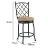 Metal Framed Counter Stool with Fabric Upholstered seat and Designer Back Beige and Black - K4004-24 KFN-K4004-24