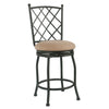 Metal Framed Counter Stool with Fabric Upholstered seat and Designer Back, Beige and Black - K4004-24 By Casagear Home