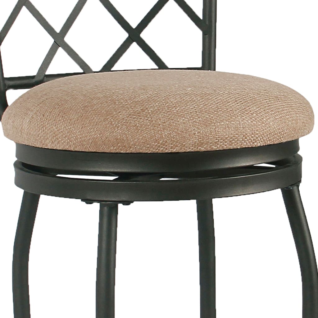 Metal Framed Counter Stool with Fabric Upholstered seat and Designer Back Beige and Black - K4004-24 KFN-K4004-24