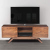 Mid Century Modern Acacia Wood Tv Unit With Wide Storage, Walnut Brown